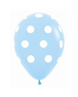 Globo Latex R12 Sempertex Fasion 039 Azul Puntos Blancos 30cm